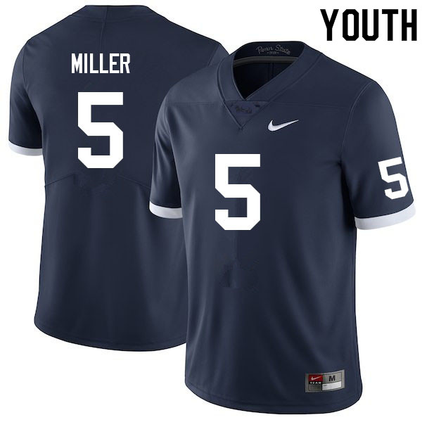 Youth #5 Cam Miller Penn State Nittany Lions College Football Jerseys Sale-Retro - Click Image to Close